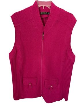 Picadilly Fashion Bright Fuchsia Wool/Acrylic Zip Vest Size 3X